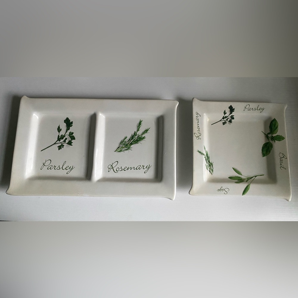 Herb Design Ceramic Serving Platters